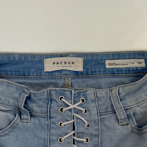 PacSun High-Rise Super Stretch Shortie Shorts Lace Up - Picture 4 of 4